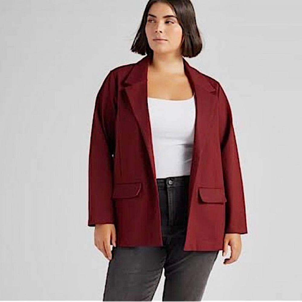 New Liverpool Stitch Fix Stretch Boyfriend Blazer Plus Size 3X Burgandy